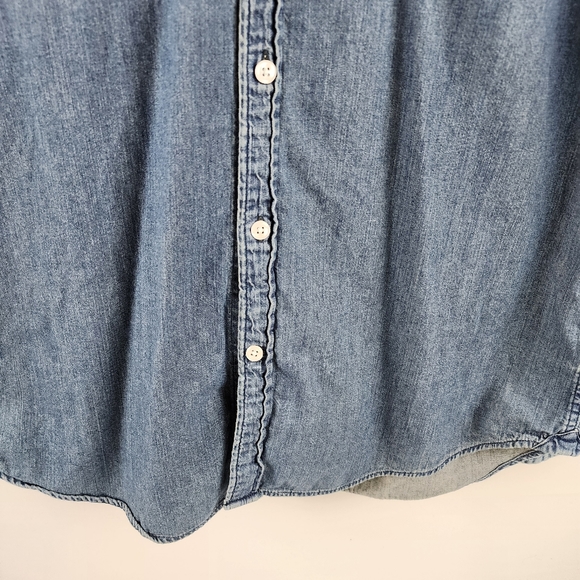 EXPRESS Mens Soft Wash Blue Jean Button-down Long Sleeve Shirt Size M - Picture 4 of 6